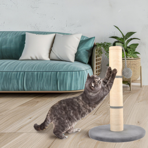 Drapak dla Kota Słupek 45cm Idealne Miejsce do Zabaw i Ostrzenia Pazurów Szary Drapak dla Kota Słupek 45cm Idealne Miejsce do Zabaw i Ostrzenia Pazurów Szary