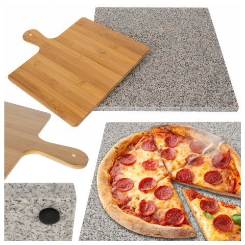 Kamień do Pizzy granitowy na Grilla 36x38 cm + Łopatka deska gratis 2w1 Kamień do Pizzy granitowy na Grilla 36x38 cm + Łopatka deska gratis 2w1