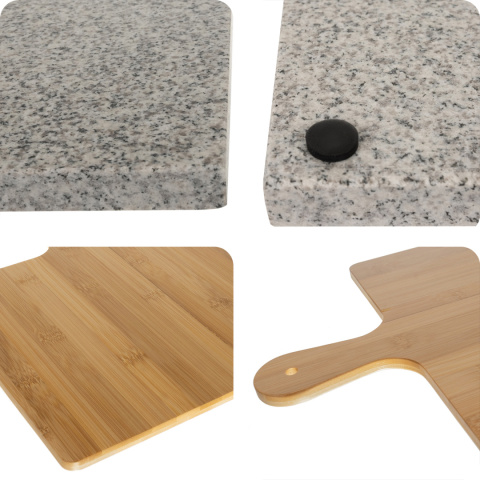 Kamień do Pizzy granitowy na Grilla 36x38 cm + Łopatka deska gratis 2w1 Kamień do Pizzy granitowy na Grilla 36x38 cm + Łopatka deska gratis 2w1