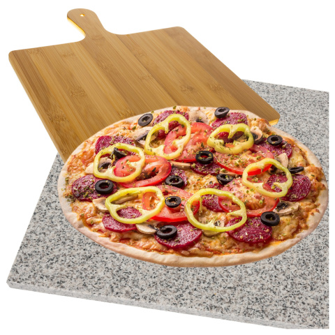 Kamień do Pizzy granitowy na Grilla 36x38 cm + Łopatka deska gratis 2w1 Kamień do Pizzy granitowy na Grilla 36x38 cm + Łopatka deska gratis 2w1