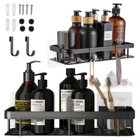 Półka Łazienkowa komplet 2 sztuki pod prysznic Wisząca Aluminiowa Koszyk organizer LOFT Półka Łazienkowa komplet 2 sztuki pod prysznic Wisząca Aluminiowa Koszyk organizer LOFT