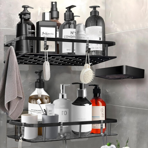 Półka Łazienkowa komplet 2 sztuki pod prysznic Wisząca Aluminiowa Koszyk organizer LOFT Półka Łazienkowa komplet 2 sztuki pod prysznic Wisząca Aluminiowa Koszyk organizer LOFT