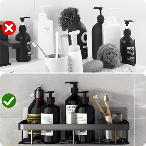 Półka Łazienkowa komplet 2 sztuki pod prysznic Wisząca Aluminiowa Koszyk organizer LOFT Półka Łazienkowa komplet 2 sztuki pod prysznic Wisząca Aluminiowa Koszyk organizer LOFT