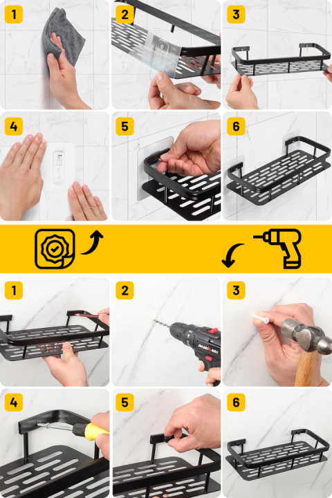Półka Łazienkowa komplet 2 sztuki pod prysznic Wisząca Aluminiowa Koszyk organizer LOFT Półka Łazienkowa komplet 2 sztuki pod prysznic Wisząca Aluminiowa Koszyk organizer LOFT