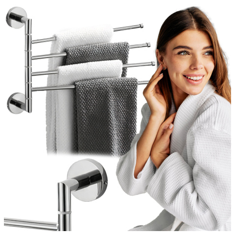 Wieszak na Ręczniki Łazienkowy Loft Metalowy Ścienny Uchwyt do Łazienki Srebrny Wieszak na Ręczniki Łazienkowy Loft Metalowy Ścienny Uchwyt do Łazienki Srebrny